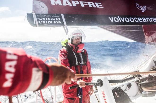 Onboard MAPFRE - Andre Fonseca on the main ñeti on the grinders - Leg five to Itajai -  Volvo Ocean Race 2015 © Francisco Vignale/Mapfre/Volvo Ocean Race